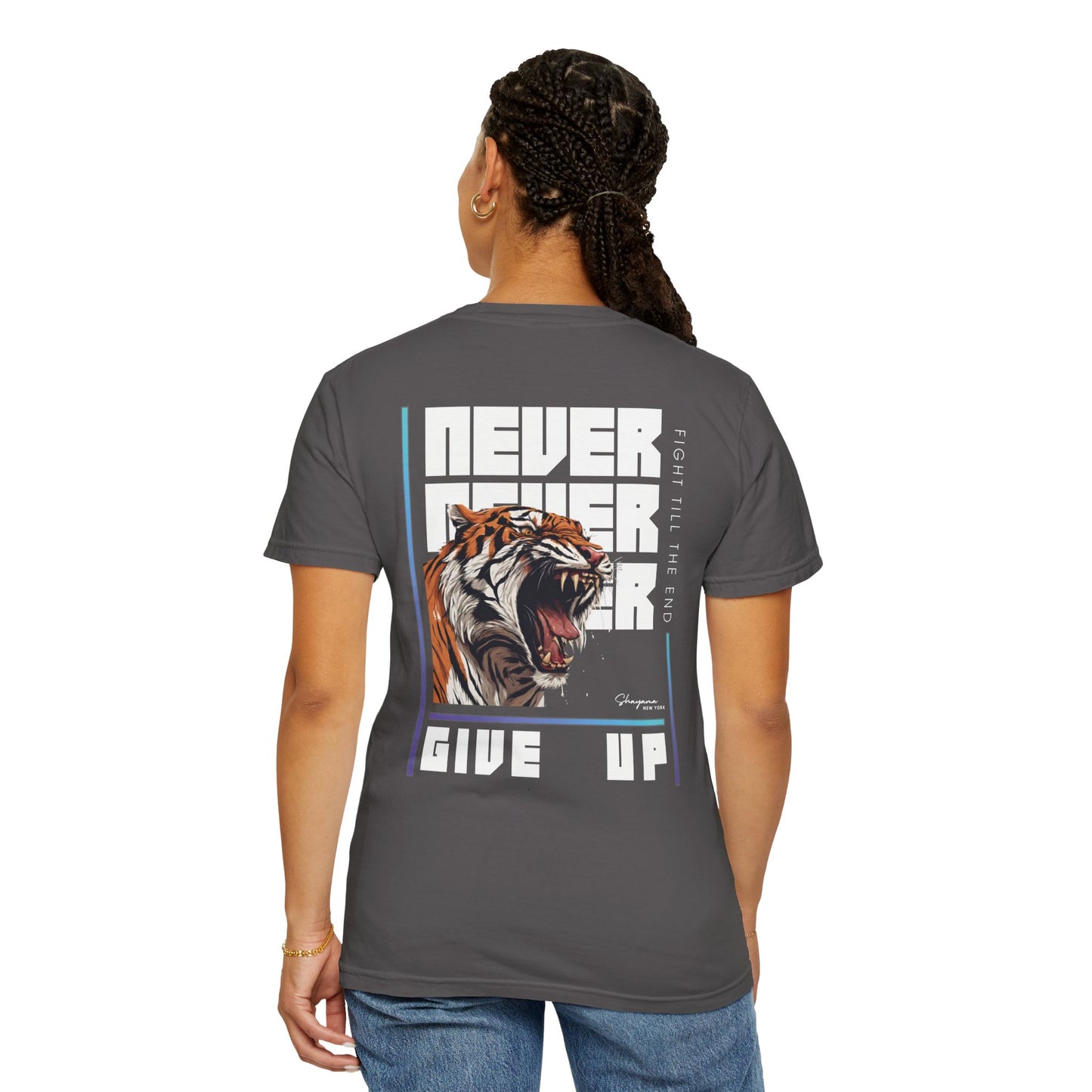 Unisex NEVER GIVE UP Relaxed Fit - Ring-Spun Cotton